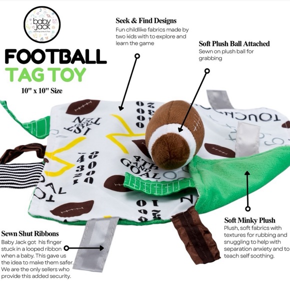 NWT: University of Mississippi Ol Miss Baby Football Tag Toy: Sensory/Crinkle - Picture 2 of 4